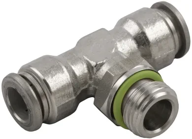 RACOR A T ORIENTABLE MACHO CENTRAL CILÍNDRICO CON TÓRICA (FKM)