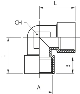 CONEXÃO EM “L” COM ROSCA FÊMEA - CW510L - Desenho