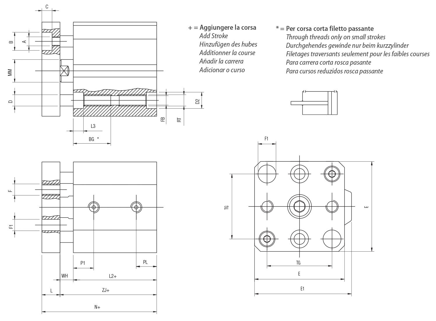 BFA - DOUBLE ACTING MAGNETIC ANTIROTATION - Bore from 32 to 100