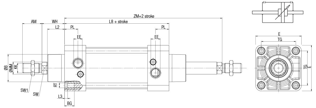 DOPPIO EFFETTO STELO PASSANTE AMMORTIZZATO MAGNETICO