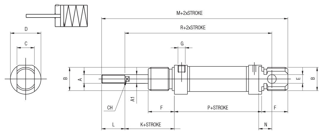 SEMPLICE EFFETTO MAGNETICO - MOLLA IN SPINTA