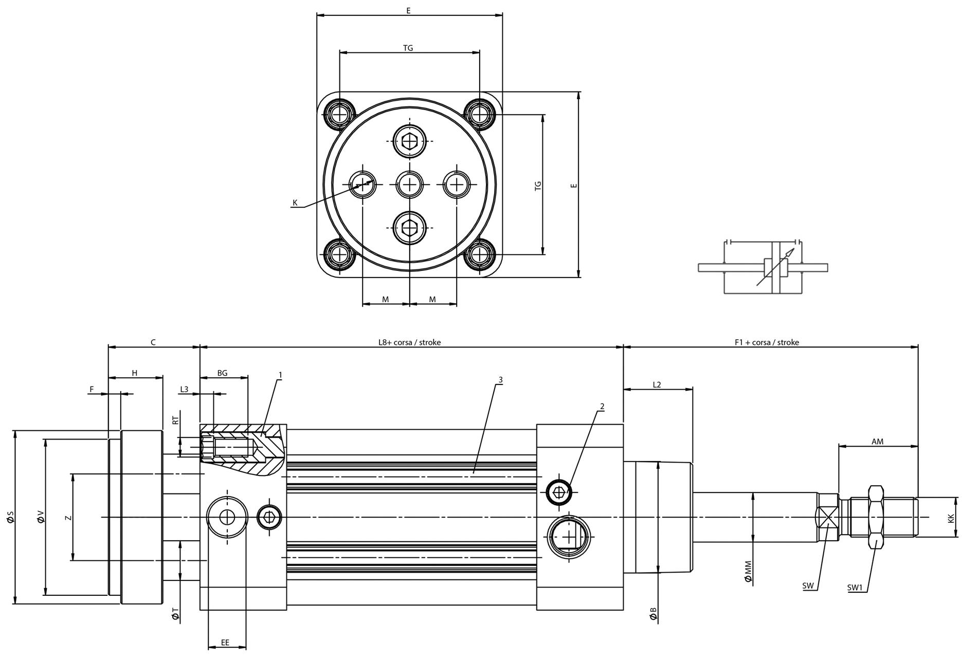 DOUBLE ACTING DOUBLE ROD CUSHIONED MAGNETIC