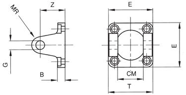 FEMALE HINGE WITH SELF-LUBRICATING BUSHES - ALUMINIUM