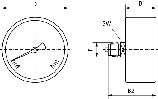 MANOMETER, ANSCHLUSS RÜCKSEITIG