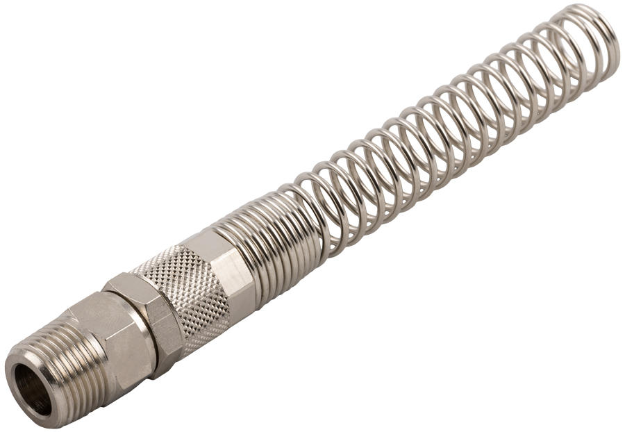 RACOR RECTO ORIENTABLE MACHO CÓNICO + TUERCA CON MUELLE