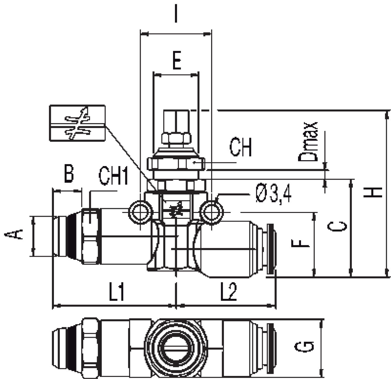 INLINE NEEDLE VALVE X TUBE - SWIFTFIT - MANUAL REGULATION