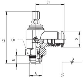DURCHFLUSSREGLER BI-DIREKTIONAL (DREHBAR) “UNIVERSAL SHORT”, EINSTELLBAR VON HAND