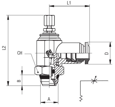 RÉGULATEUR DE DÉBIT BI-DIRECTIONNEL FILETAGE (ORIENTABLE) “UNIVERSAL SHORT” , A VIS EXTÉRIEUR