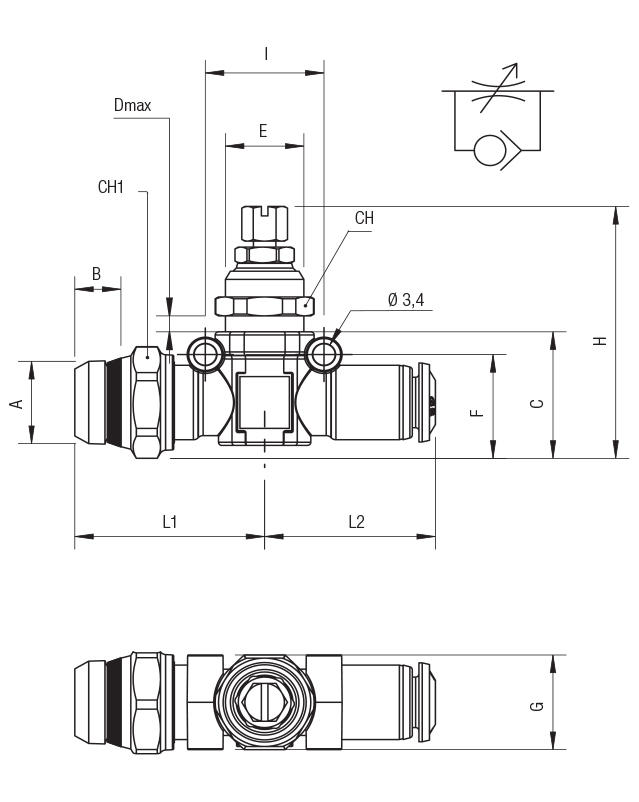 REGOLATORE IN LINEA UNIDIREZIONALE PER CILINDRO MASCHIO “UNIVERSAL SHORT” - TUBO