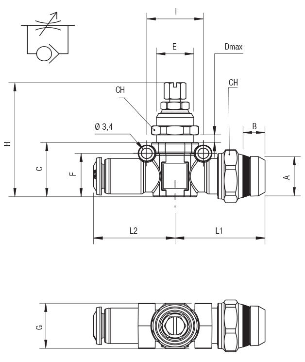 MALE “UNIVERSAL SHORT”- TUBE IN-LINE FLOW CONTROL (CONTROLLED FLOW IN)