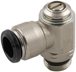 RÉGULATEUR DE DÉBIT À L’ÉCHAPPEMENT FILETAGE (ORIENTABLE) “UNIVERSAL SHORT” AVEC ANNEAU NOIR, A VIS NOYÉE