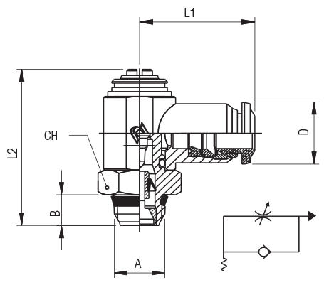 SWIVEL FLOW REGULATOR FOR CYLINDER “UNIVERSAL SHORT”