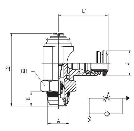 REGULADOR UNIDIRECCIONAL ORIENTABLE PARA CILINDRO “UNIVERSAL SHORT”, REGULACIÓN A DESTORNILLADOR