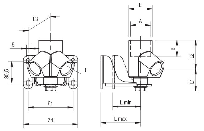 THREADED INCLINED DOUBLE OUTLET - NPTF
