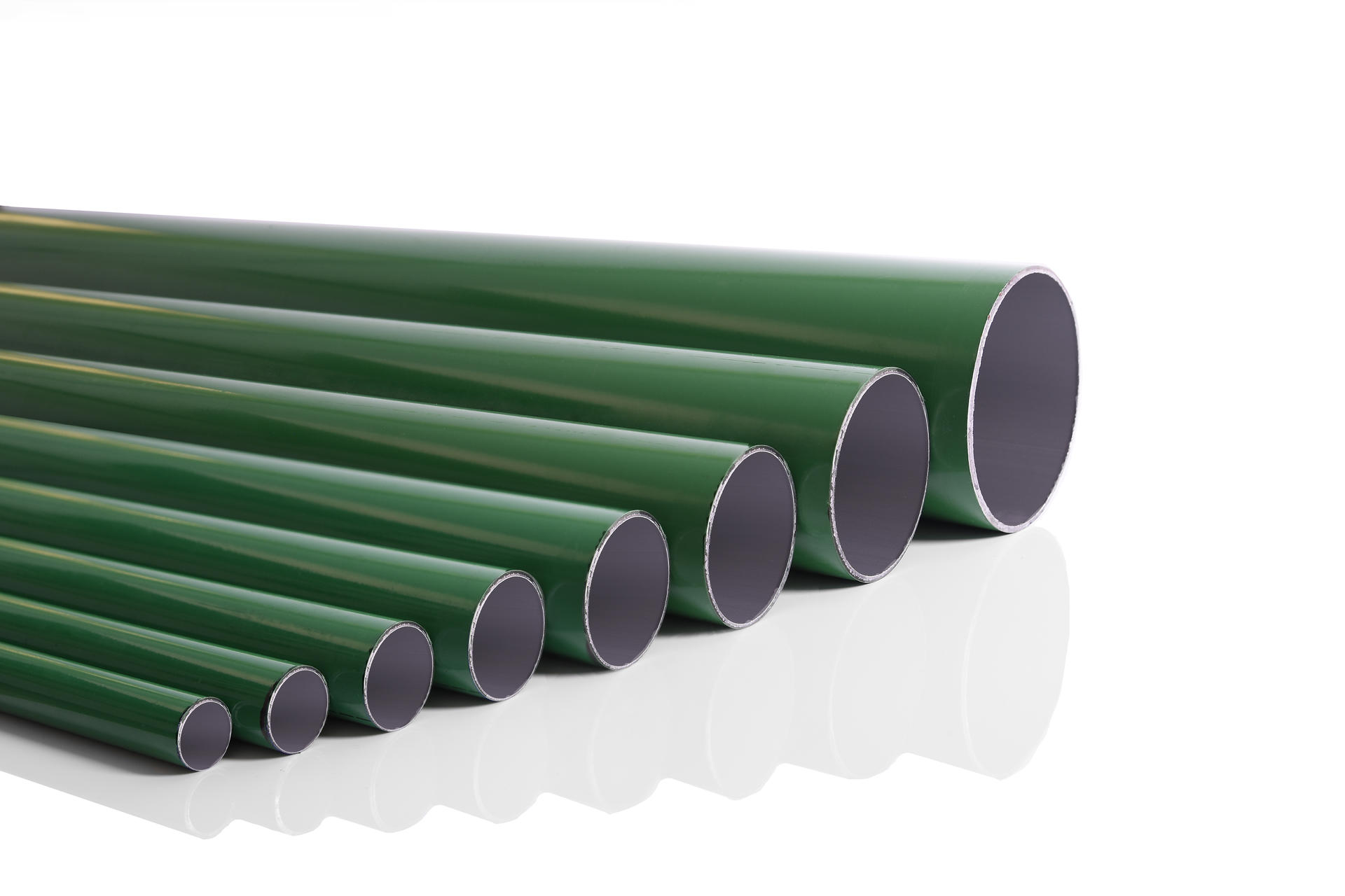 TUBI IN ALLUMINIO CALIBRATI DI COLORE VERDE - 6 MT