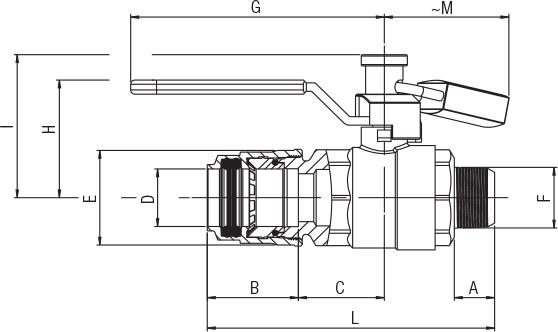 MALE-TUBE BALL VALVE WITH PADLOCK NPTF