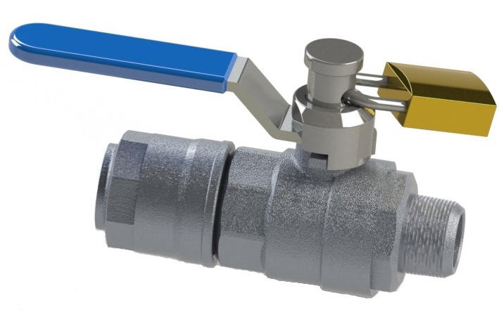 MALE-TUBE BALL VALVE WITH PADLOCK NPTF