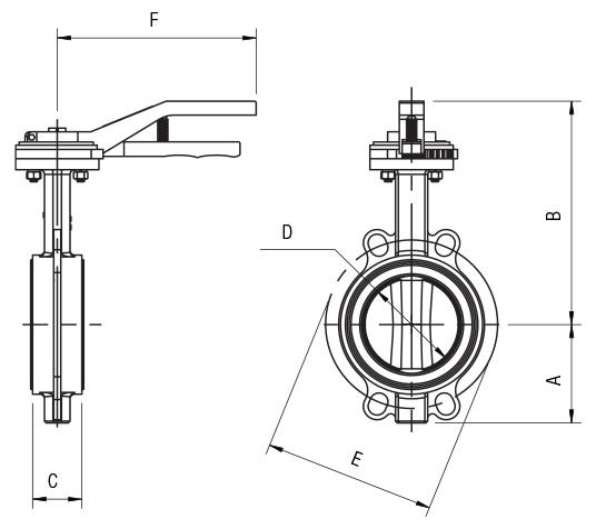 BUTTERFLY VALVE + SCREWS + NUTS + WASHERS