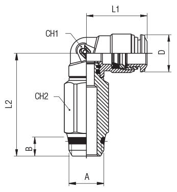 EXTENDED ORIENTING ELBOW MALE ADAPTOR “UNIVERSAL SHORT”