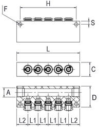 REGLETA EN ALUMINIO A 5 VÍAS