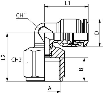 ORIENTING ELBOW FEMALE ADAPTOR (PARALLEL)