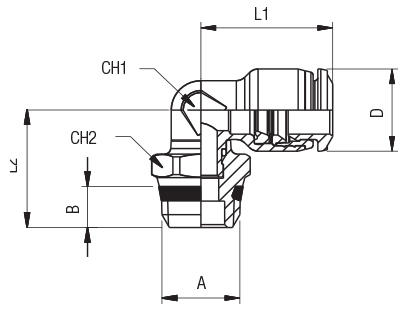 ORIENTING ELBOW MALE ADAPTOR “UNIVERSAL SHORT”