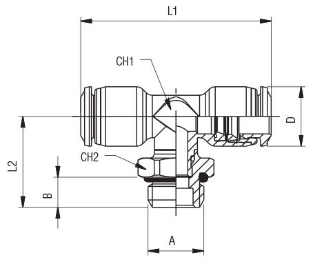 ORIENTING TEE MALE ADAPTOR (PARALLEL) - CENTRE LEG
