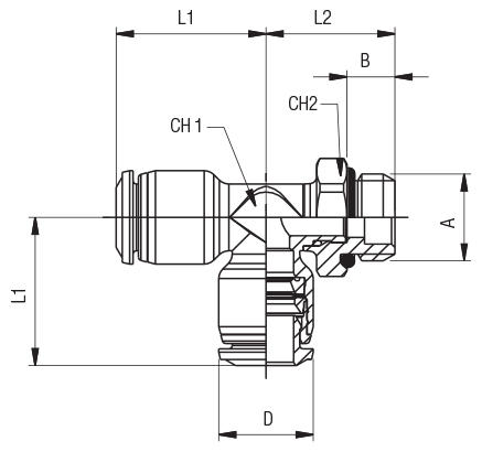 ORIENTING TEE MALE ADAPTOR (PARALLEL) - OFF-SET LEG