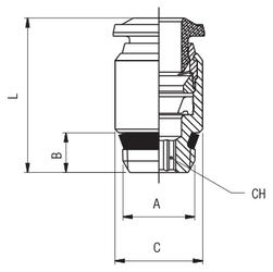 STRAIGHT MALE ADAPTOR WITH HEXAGON EMBEDDED