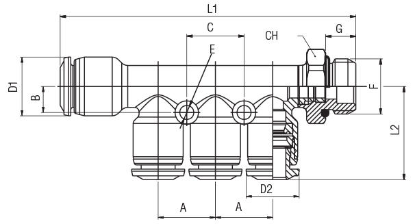 REDUCTION MANIFOLD ORIENTING MALE ADAPTOR (PARALLEL)
