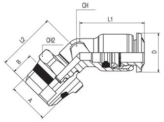 45° ORIENTING ELBOW MALE ADAPTOR “UNIVERSAL SHORT”