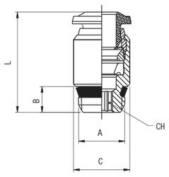 STRAIGHT MALE ADAPTOR (PARALLEL) WITH HEXAGON EMBEDDED