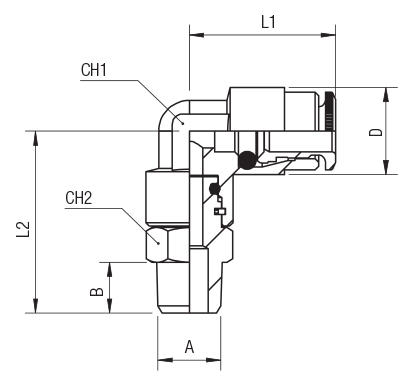 EQUERRE MÂLE ORIENTABLE, CONIQUE