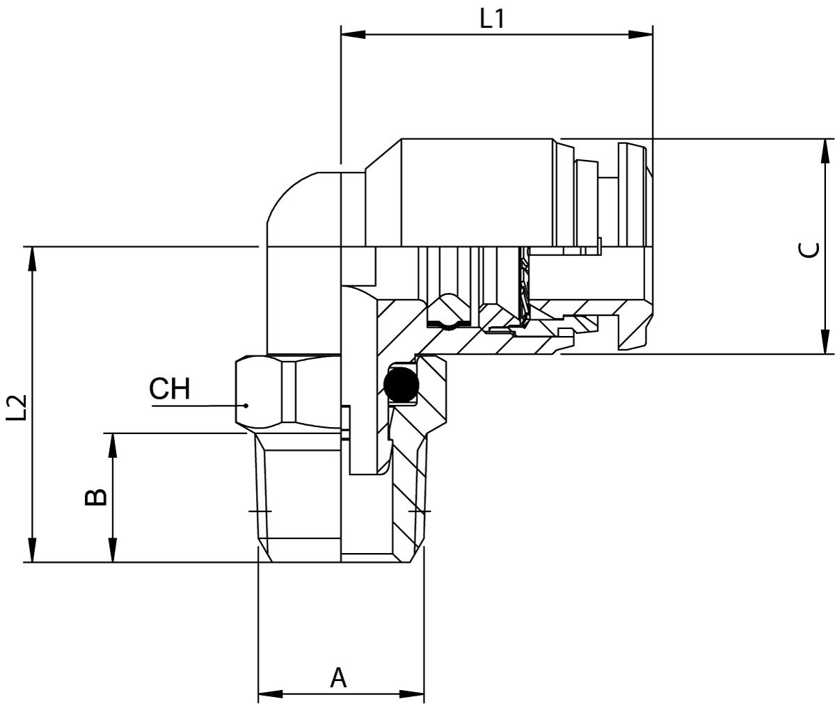 ORIENTING ELBOW MALE ADAPTOR (TAPER)