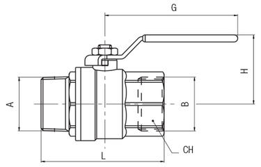 VANNE À BILLE, MÂLE GA ISO 228 - FEMELLE G ISO 228