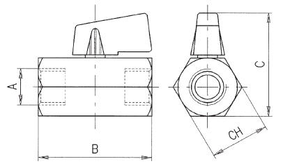 MINI BALL VALVE FEMALE G ISO 228 - FEMALE G ISO 228