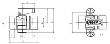 FOOT MOUNTED FEMALE-FEMALE VALVE