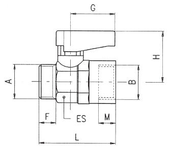 VALVOLA MASCHIO CILINDRICO GA ISO 228 - FEMMINA G ISO 228