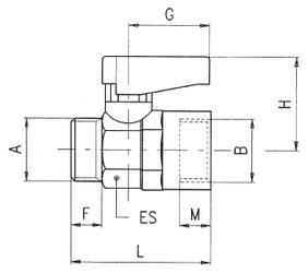 VALVOLA MASCHIO CILINDRICO GA ISO 228 - FEMMINA G ISO 228