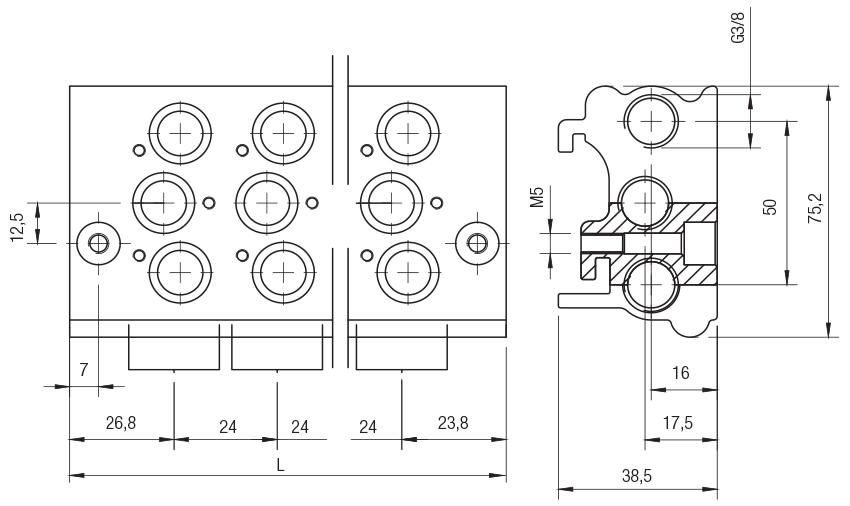 MANIFOLD PLATES FOR VALVES 01V 1/4