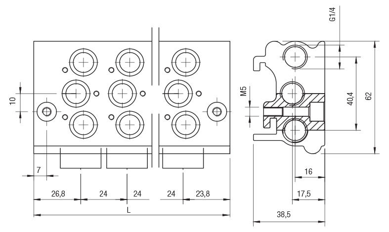 BASI MULTIPLE PER VALVOLE 01V 1/8
