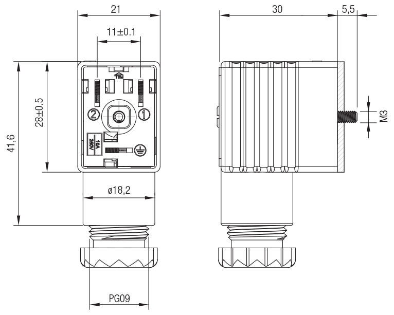 CONECTORE 22 MM EN 175301-803 A/ISO 4400 - UL/CSA APPROVED