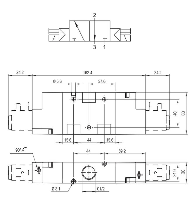 Distributeur pneumatique à tiroir - 01VT series - AIGNEP - avec  actionnement manuel / 3/2 / 5/2 voies
