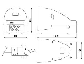 MONOSTABLE PEDAL VALVE WITH PROTECTION COVER AND SAFETY FEATURE