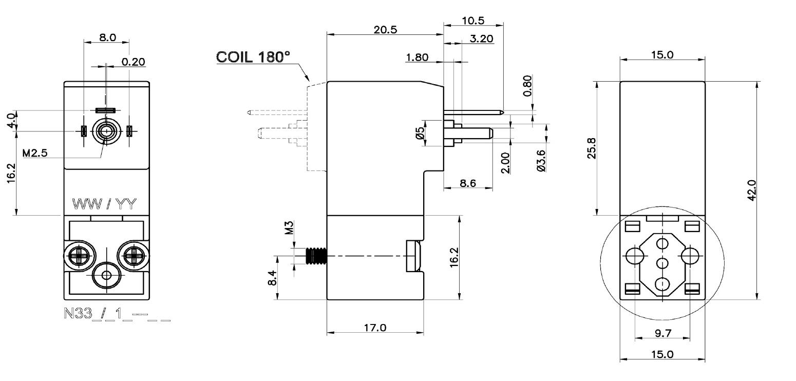 15 MM 3/2 SOLENOID VALVES WITH TERMINALS (DIN 43650C)