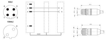 CABLE DE COMUNICACIÓN PROFIBUS CON CONECTOR RECTO HEMBRA - MACHO M12X1