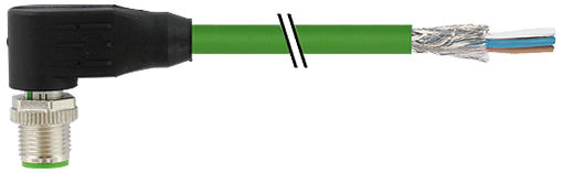 ETHERNET/IP, PROFINET, ETHERCAT AND POWERLINK CABLE WITH 90° ANGLE MALE CONNECTOR M12X1