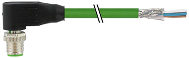 ETHERNET/IP, PROFINET, ETHERCAT AND POWERLINK CABLE WITH 90° ANGLE MALE CONNECTOR M12X1